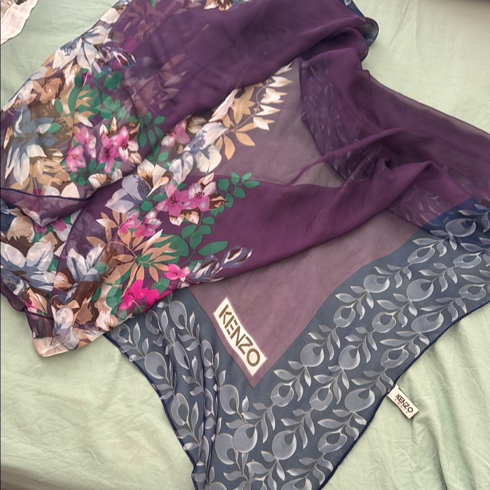 Kenzo Multicolor Floral Silk Scarf